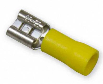 12-10 AWG Vinyl Female Quick Disconnect Silver End with Yellow Boot
