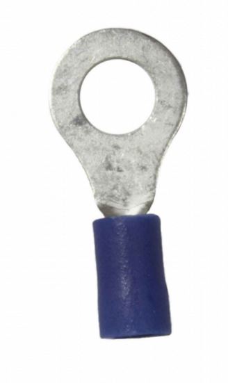16-14 AWG 0.25 in. Vinyl Ring Terminal Silver End with Blue Boot
