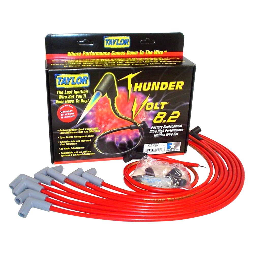 T64-86230 8.2 mm Thundervolt Performance Ignition Wire Set with Under Header for 1965-1974, 1976-1985 Avanti II, Red
