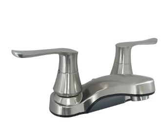 Empire Faucet Chrome RV/Mobile Home Bathroom Faucet with Solid Sabre Handles & 2.2 GPM Aerator in Silver | Camping World