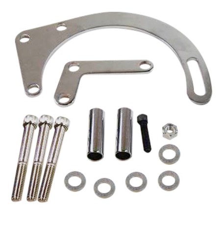 R7758 Chrome Steel Low Mount Alternator Bracket for 1955-1968 Chevy Small Block