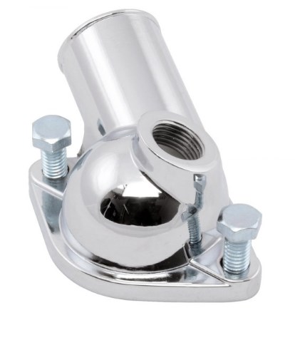R9468 Water Neck with Port for Chevy Small Block 2nd Generation, Chrome