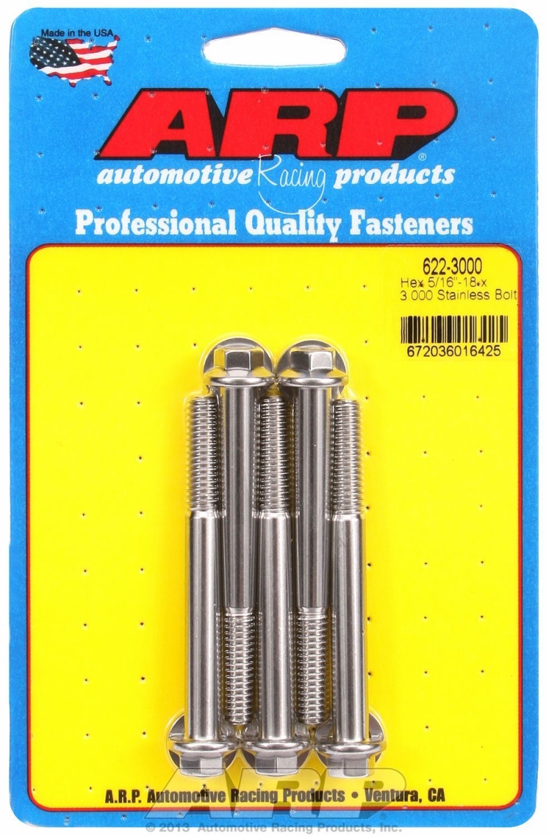 6223000 0.31-18 x 3 in. Hex Bolt - Pack of 5