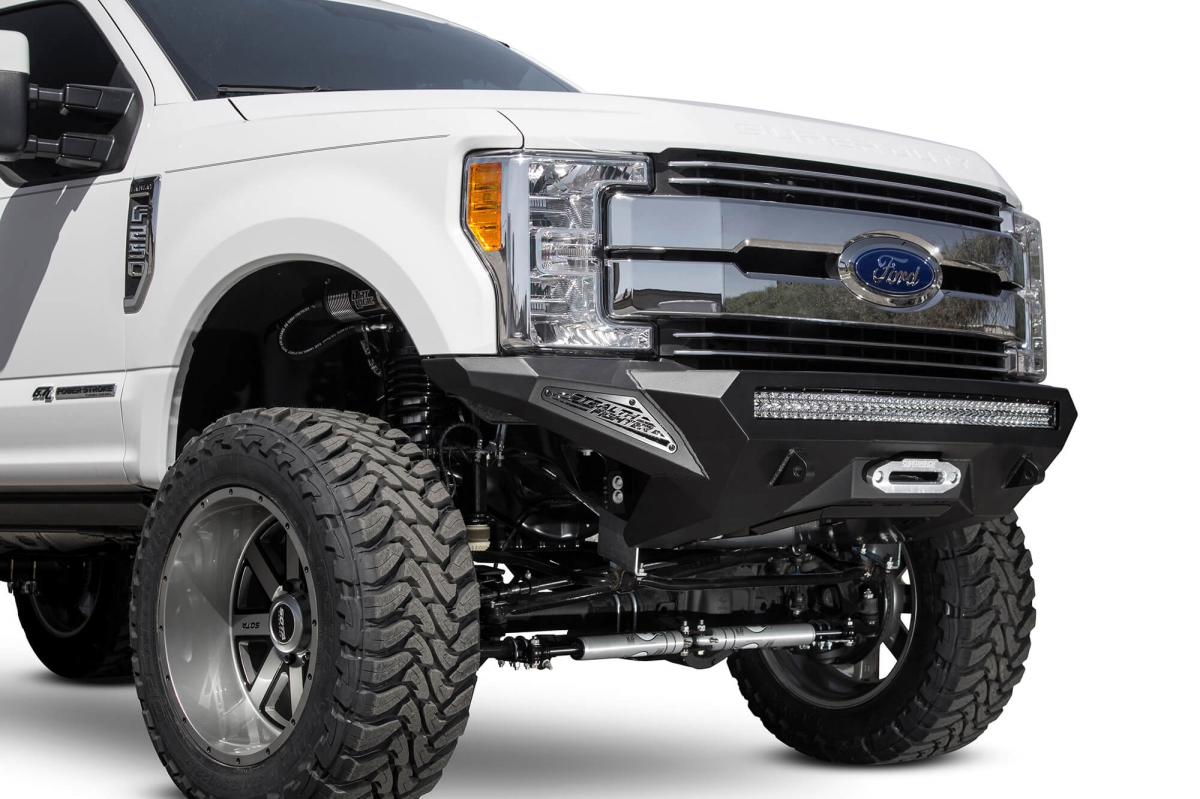 Picture of A.Desert F161202860 Stealth Fighter Full Width Black Front Winch HD Bumper for 2017-2018 Ford F-250 with Rear Parking Assist Sensor