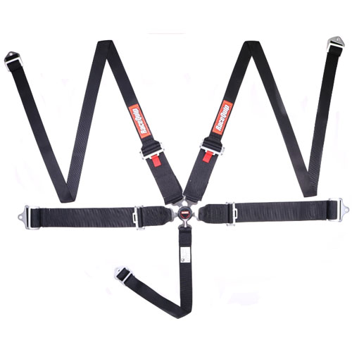 745005 SFI Camlock 5 Point HANS Style Harness Pull-Down Lap Belt, Black