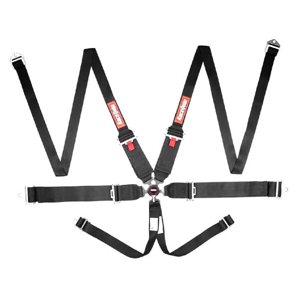 746006 SFI Camlock 6 Point HANS Style Harness Pull-Down Lap Belt, Black