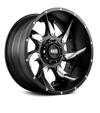 12952M1587 20 x 9.0 in. GD1 Grid Off-Road Wheels, Matte Black with Chrome Inserts
