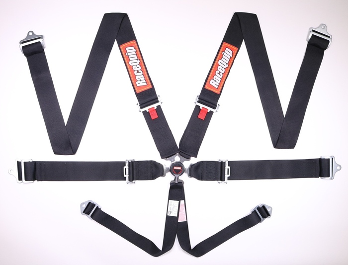 743003 SFI Camlock 6 Point Pull Down Lap Belt, Black