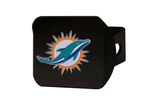 Picture of Fan Mats 22580 4.5 x 3.37 in. Miami Dolphins Ed Emblem on Black Hitch Cover