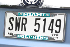 Picture of Fan Mats 15039 6.25 x 12.25 in. Miami Dolphins Car Truck Chrome Metal License Plate Frame