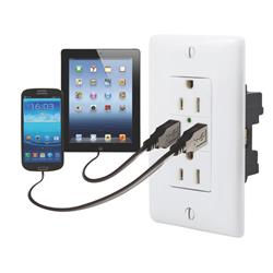 Valterra Double USB Charger with Double 110v outlet - White | Camping World