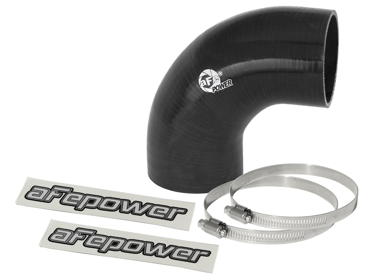 90 Degree Bend, 2-3/4 Inch Inside Diameter, Black, Silicone, With 2 Worm Gear Clamps