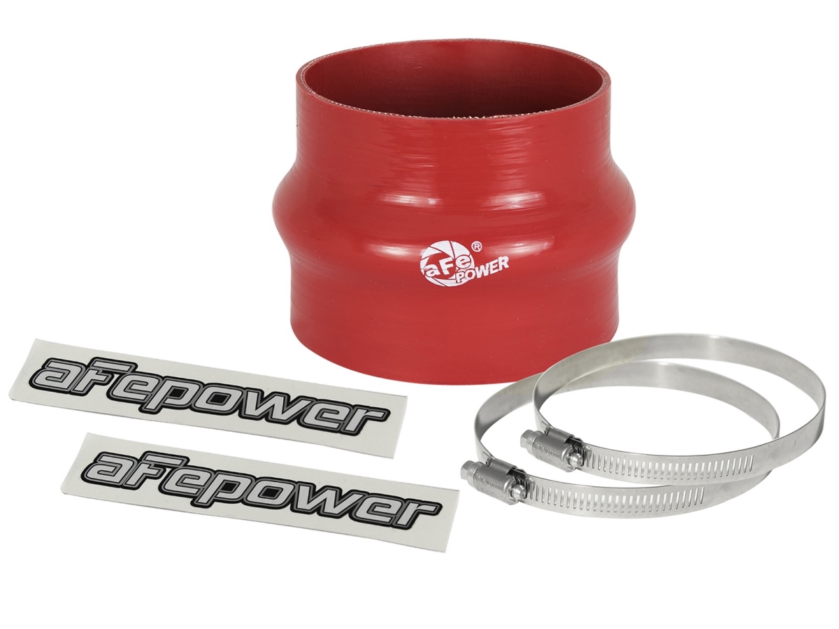 Reducer, 3.75 Inch to 3.5 Inch Inside Diameter, 3 Inch L, With Hump, Red, Silicone, With 2 Worm G