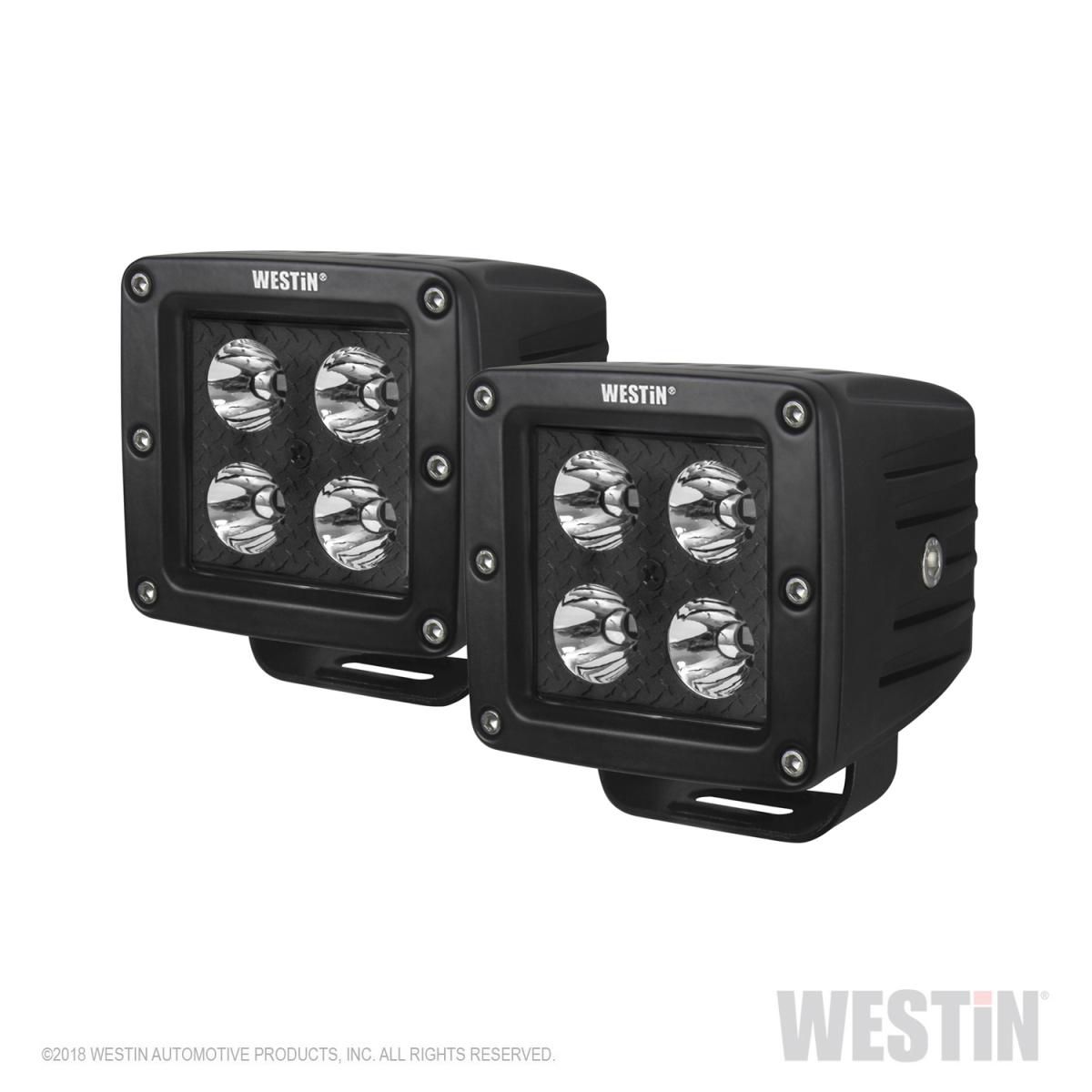 HyperQ B-Force Stud Mount 3 in. 2x20W Square Flood Beam LED Lights, Clear