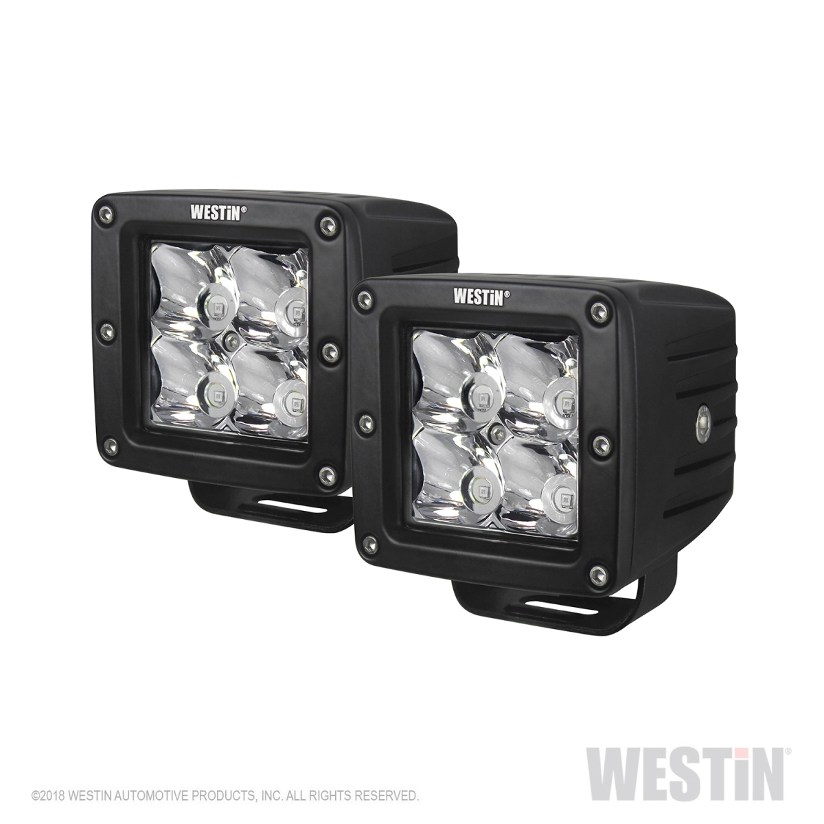 HyperQ Stud Mount 3 in. 2x20W Square Flood Beam LED Lights, Clear