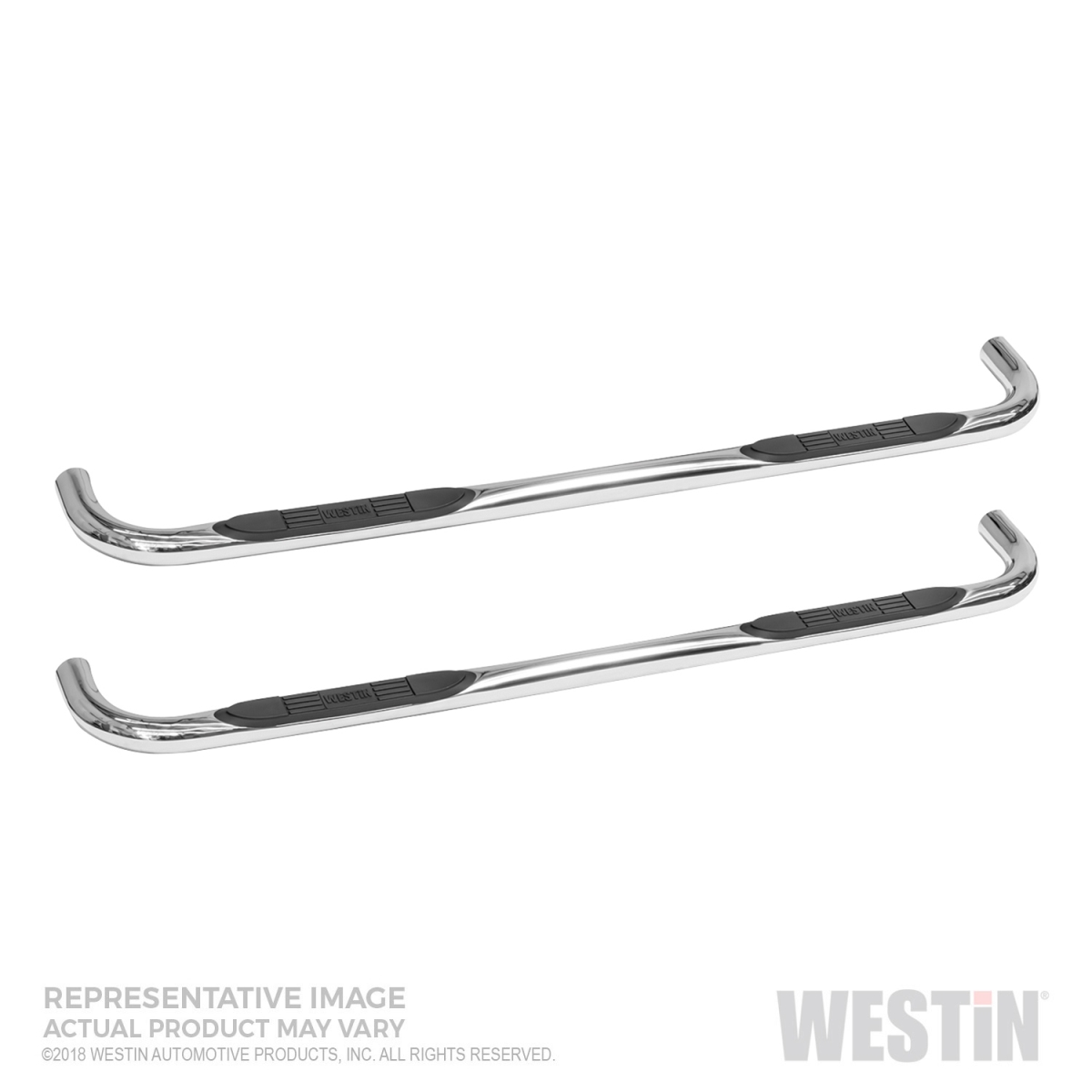 W16-234130 3 in. E-Series Cab Length Polished Round Step Bars for 2019-2019 Chevrolet Silverado 1500- New Model, Polished
