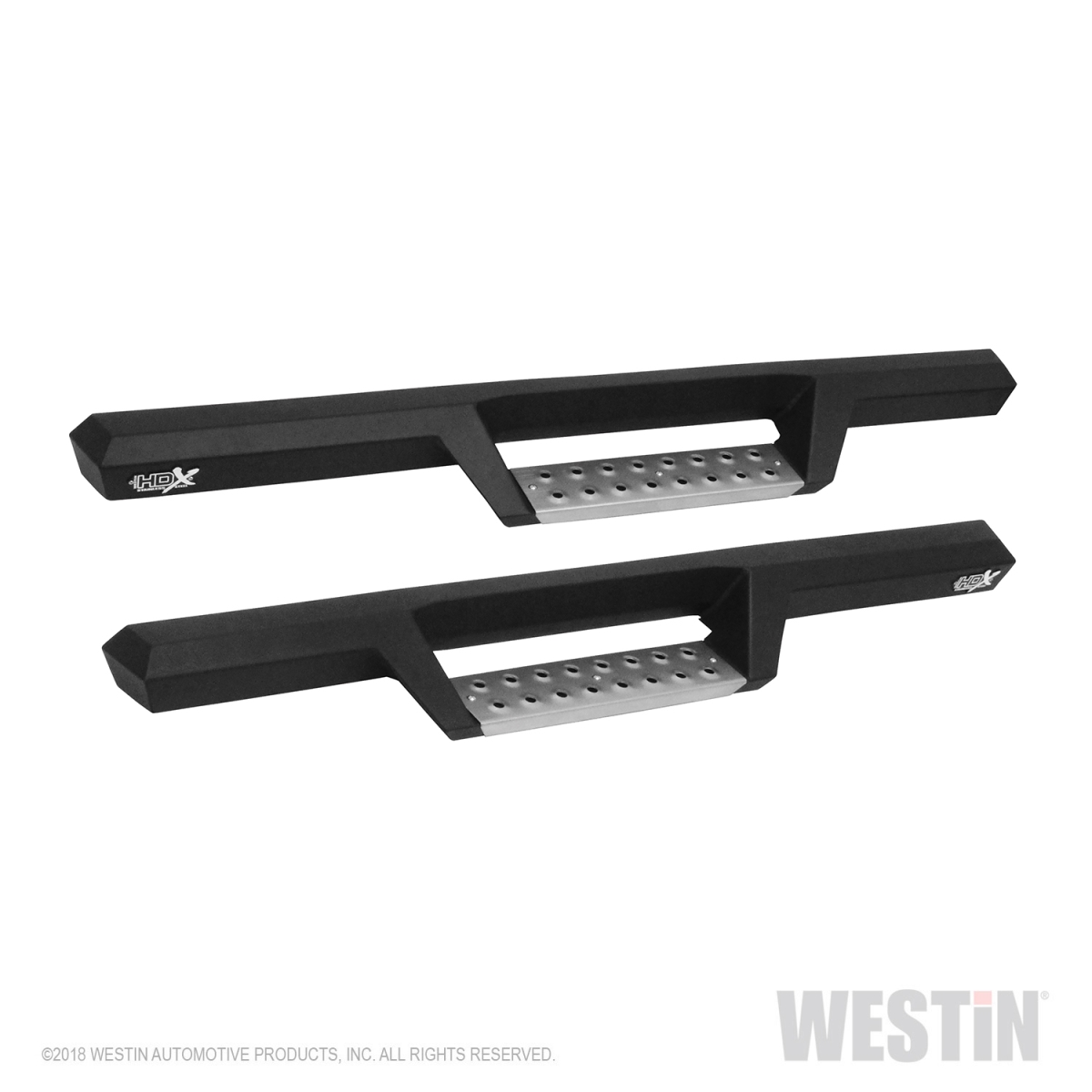 W16-56140552 HDX Wheel-to-Wheel Textured Black Drop Steps with Polished Step Plates for 2019-2019 Jeep Wrangler
