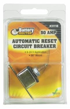 50 Amp Auto-Reset Circuit Breaker-90 Degree Mount