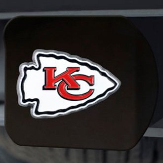 Picture of Fan Mats 22574 Black NFL Hitch Cover with Red & White Kansas City Chiefs Logo for 2 in. Receivers