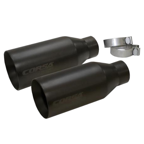 14051BPC Round Straight Cut Clamp-On Single Matte Black Ceramic Coated Exhaust Tips for 2017-2018 Ford F-150 & Raptor 3.5L