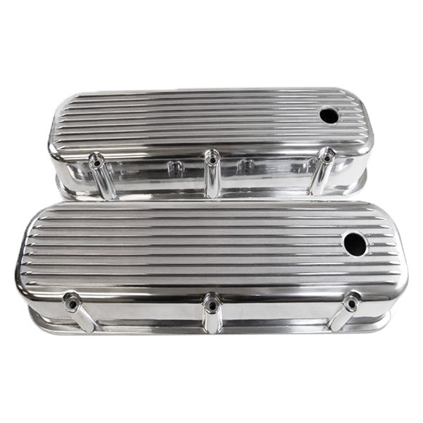 Picture of Racing Power R6280 Polished Nostalgic Finned Aluminum Baffled Valve Cover for Chevy Big Block