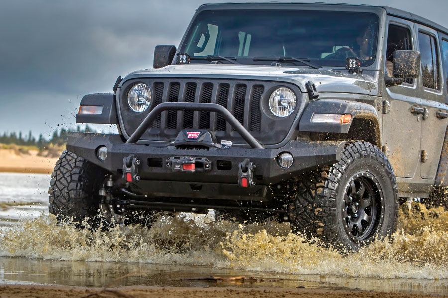 Warn Industries 102145 Crawler Full Width Front Bumper without Tube for 2020 Jeep Wrangler JL & JK Overland, Black