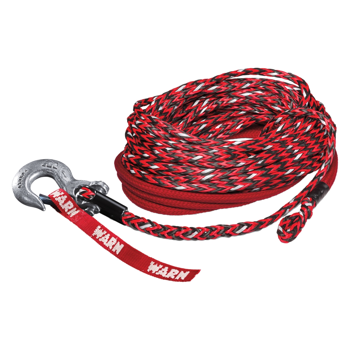 Warn Industries 102558 0.375 in. x 100 ft. Spydura Nightline Synthetic Rope Assembly with Hook, Red & Black