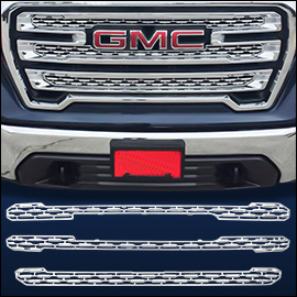 Overlay, Honeycomb Style, 3 Piece, Chrome Plated, ABS Plastic