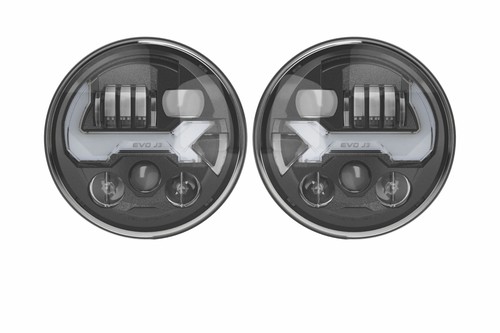 Picture of JW Speaker 555593 7 in. Evolution J3 Round Grey LED Pair for 2007 Jeep Wrangler JK Headlight Graphite