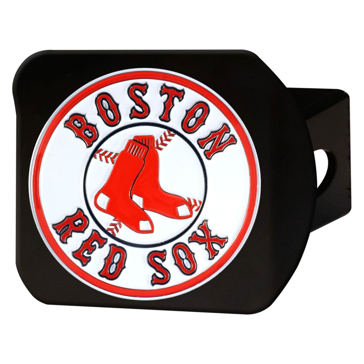 Picture of Fan Mats 26528 Sport Black MLB Hitch Cover with Boston Red Sox Logo for 2 Receivers