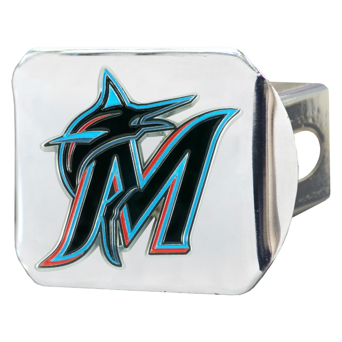 Picture of Fan Mats 26630 Sport Chrome MLB Hitch Cover with Miami Marlins Logo for 2 Receivers