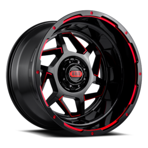 D179237E8 17 x 9 GD14 0 mm Offset 6 x 135 Black with Red Accent Wheel