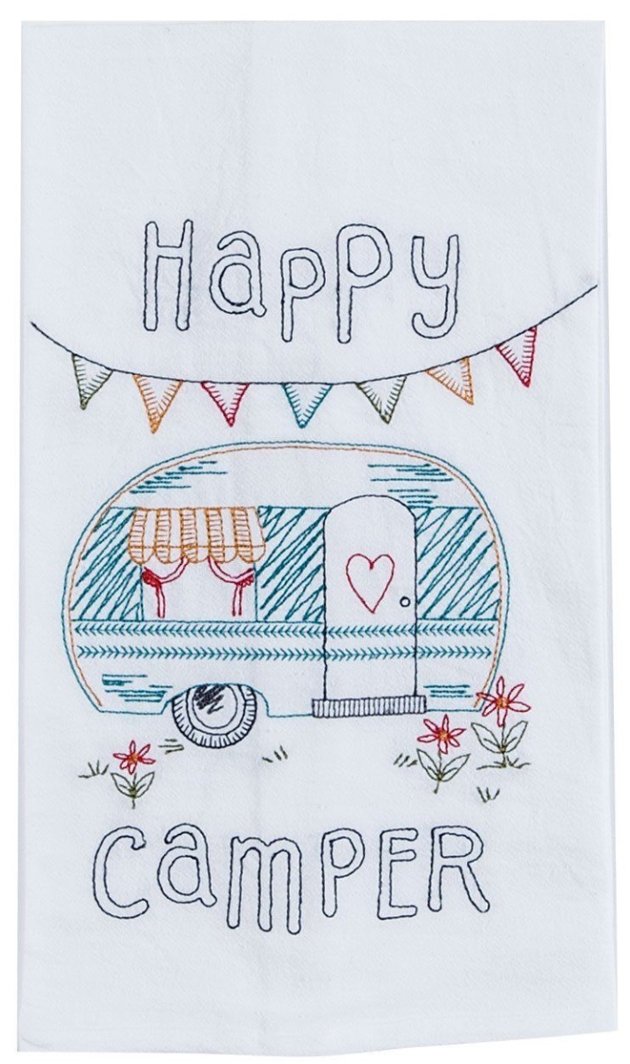 Picture of Kay Dee Designs R3011 Happy Camper Embroidered Cotton Flour Sack Kitchen Towel