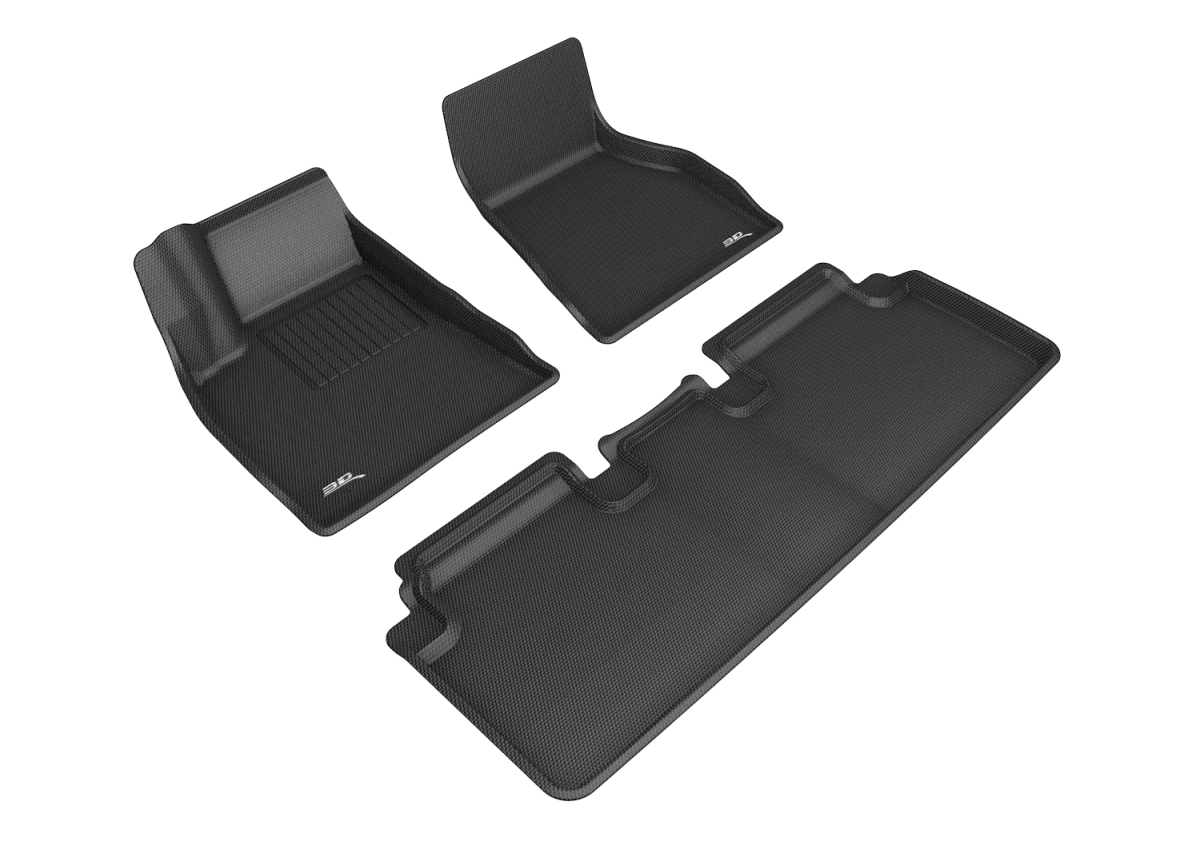 Picture of 3D MAXpider L01301509 Kagu 2 Row Floor Mat Set for 2015-2020 Tesla Model S&#44; Black