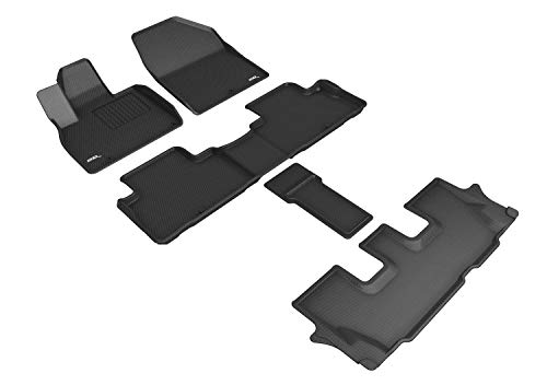 A05101509 Kagu 3 Row Floor Mat Set for Kia Telluride Models, Black