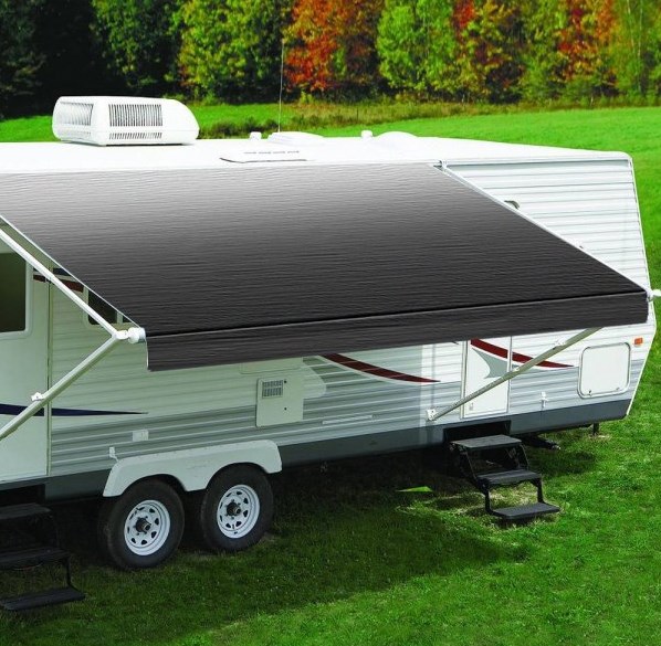 EA166C00 16 in. Black Fade & White Spring Awning