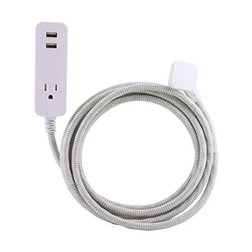 37917 10 ft. Cordinate 1-Outlet 2-USB Charging Braided Extension Cord with Surge Protection