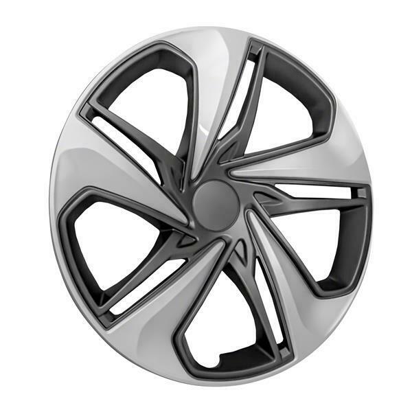 16", 5 Split Spoke, Painted, Silver And Charcoal, ABS Plastic, Set Of 4