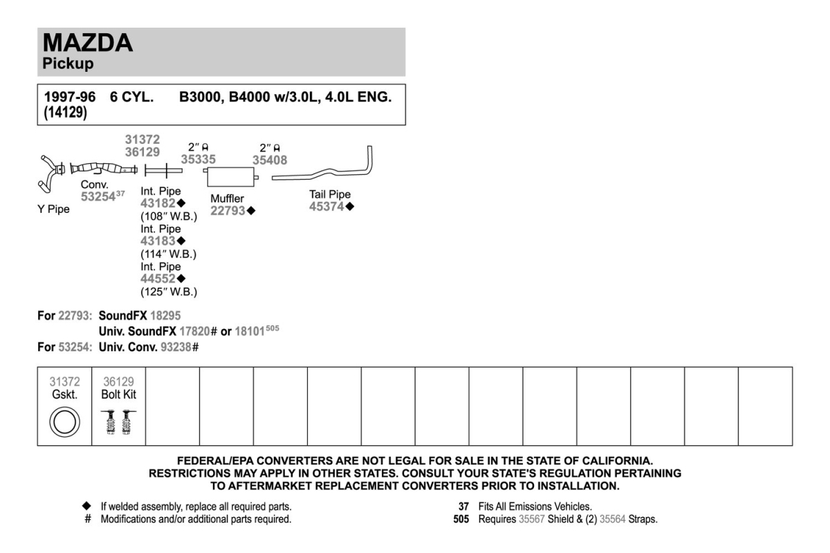 43183Aluminized Steel Exhaust Intermediate Pipe for 1993-1994 Ford Ranger -  WALKER EXHAUST, WA324953