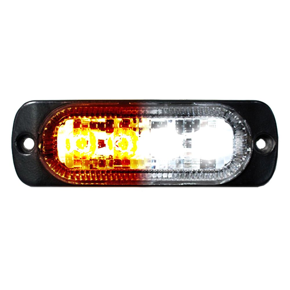 70014WA 4-LED Ultra Slim Bolt-on Mount 19-Flash Pattern Amber-White LED Strobe Light