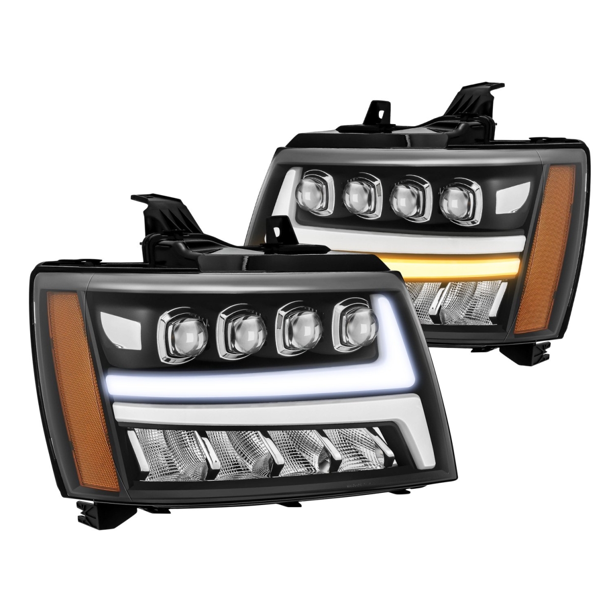 880288 Nova-Series Black DRL Bar Projector LED Headlights with Sequential Turn Signal for 2007-2013 Chevy Avalanche