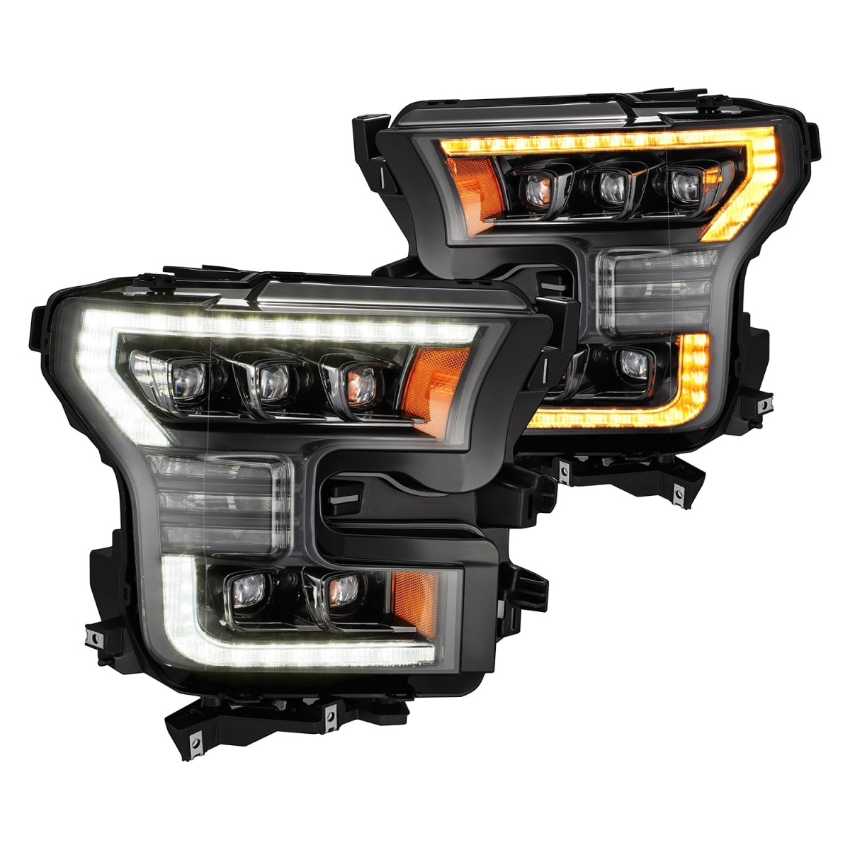 880163 Nova-Series G2 Mid-Night Black Sequential DRL Bar Projector LED Headlights for 2015-2020 Ford F-150