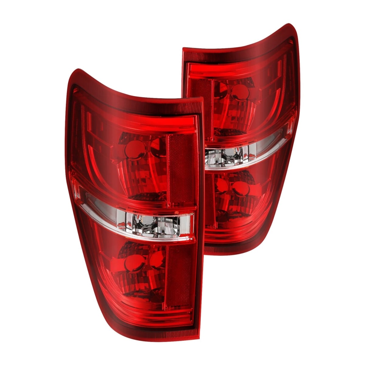311299Euro Tail Lights without Bulb - Red & Clear for 2009-2014 Ford F-150