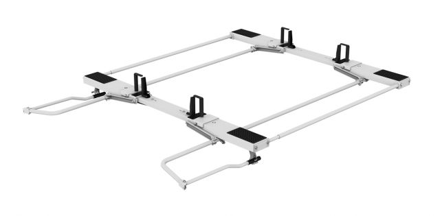 Picture of Kargomaster 4A95L Drop Down HD Aluminum Double Drop Down Preassembled Ladder Rack - Low Roof Transit & NV & GM