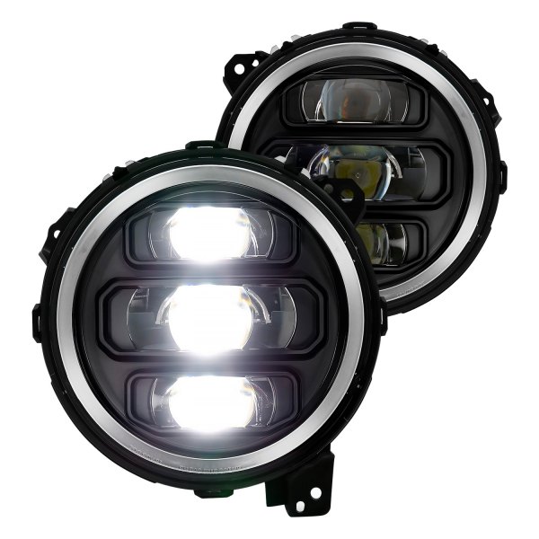 Picture of Anzo 111466 7 in. Round Black Projector LED Headlights for 2018 Jeep Wrangler