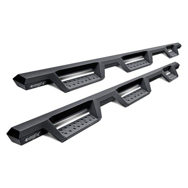 56534775 4 in. HDX Cab Length Black Drop Steps with Black Steps Plates for 2020 Chevy Silverado 2500