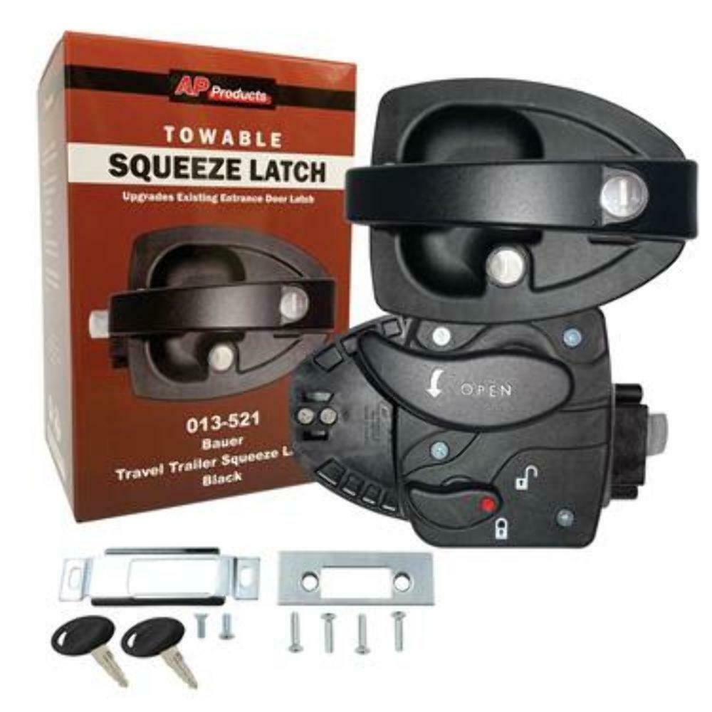 AP Products Bauer Squeeze Latch Entry Door Lock in Black | Camping World