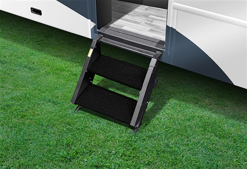 STEPS AND STEP RUGS RV Fits MORryde StepAbove 2 Step; 17-1/2 Inch Width; Obsidian Black; 2 Piece