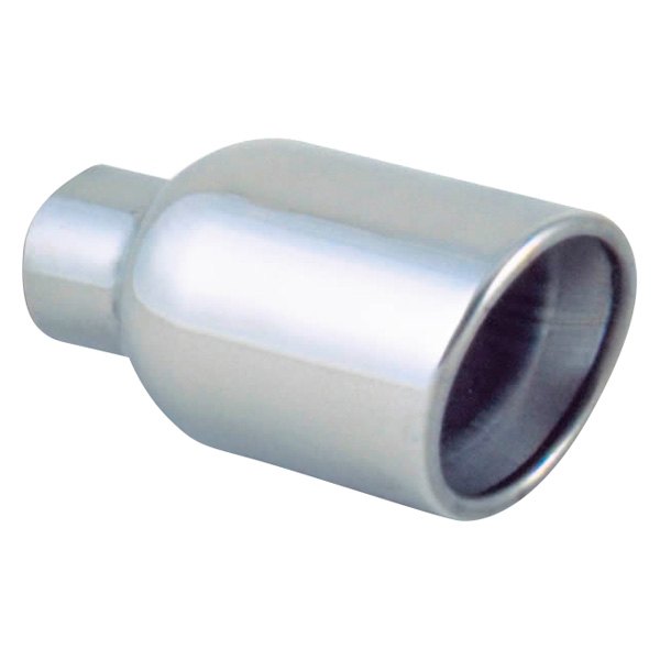 1342 304 SS Rolled Edge Angle Cut Weld-On Double-Wall Mirror Polished Exhaust Tip