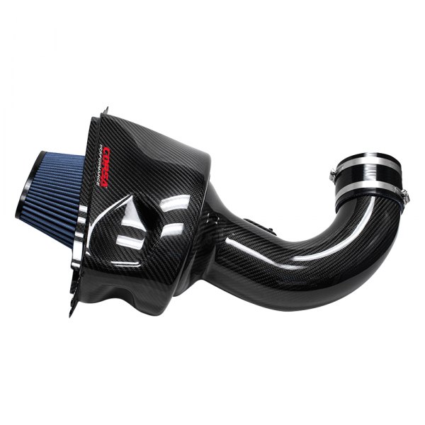 Corsa 44001 Open Element Plastic Black Carbon Fiber Cold Air Intake System with MaxFlow 5 Layer Oiled Blue Filter for 2014-2019 Chevy Corvette